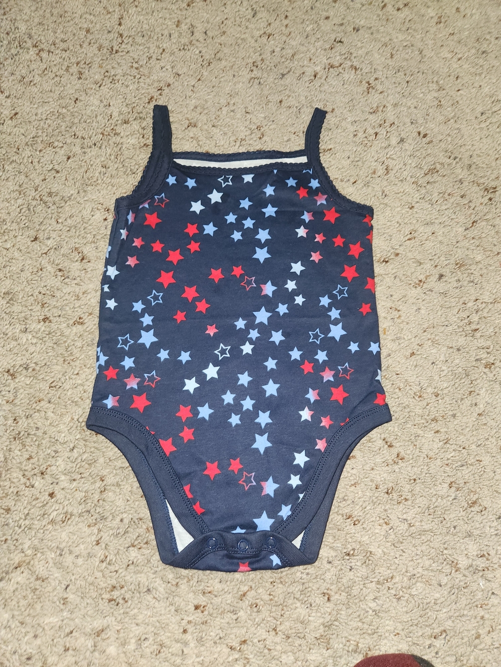 Garanimals Navy Star-Print Tank Bodysuit with Red & Light Blue Stars